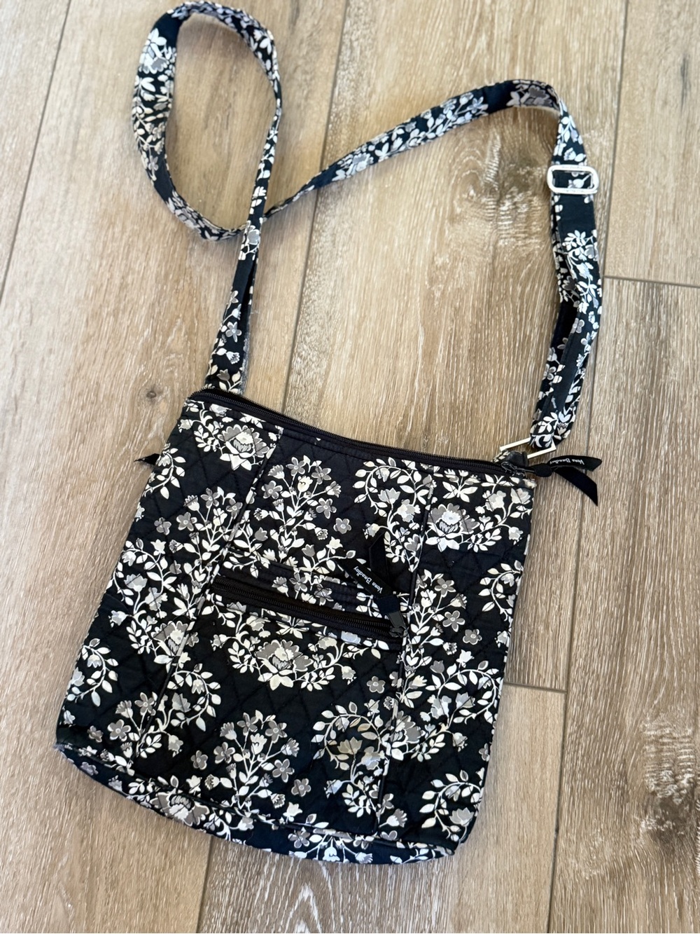 Vera Bradley Black & White Floral Quilted Crossbody Bag